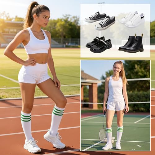 Image of American Trends Womens Athletic Knee High Socks Outdoor Sport Thigh High Stockings Casual Stripes Tube Socks