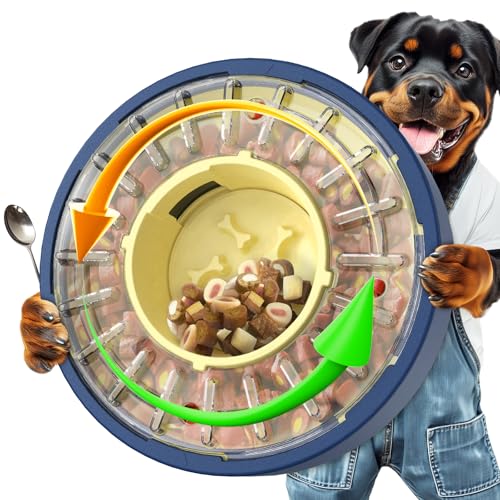 KADTC 5-60 Min Adjustable Slow Feeder Bowl for Fast Eaters, Spinning Dog Puzzle Feeder, Anti-Gulping...