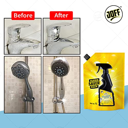 Image of JOFF Tap and Shower Cleaner - Super Saver Refill Pack 1L | Removes Limescale, Hard Water Stains & Soap Scum | Powerful Deep Cleaning for Sparkling Faucets & Showerheads - Fast Action & Easy Use