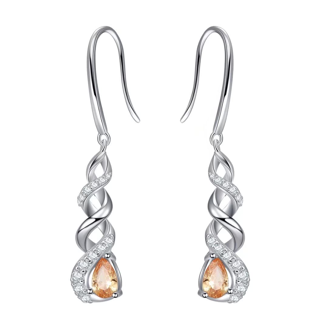 Boucles d'oreilles Infini Argent Sterling 925 Pierre de Naissance Cristal - 7
