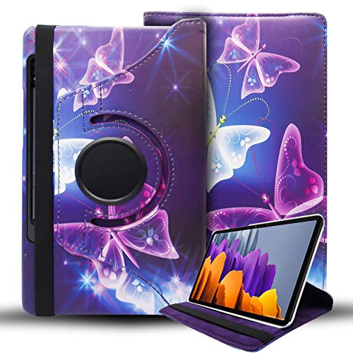 Case for Samsung Galaxy Tab S7/S8 11 Inch 2020/2022-360 Degree Rotating Slim PU Leather Folio Stand Case Cover Samsung Tab SM-T870/T875/X700 (Butterfly Blue)