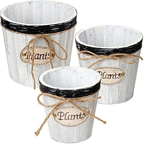 Briful Rustic Wooden Barrel Planter Set Cover