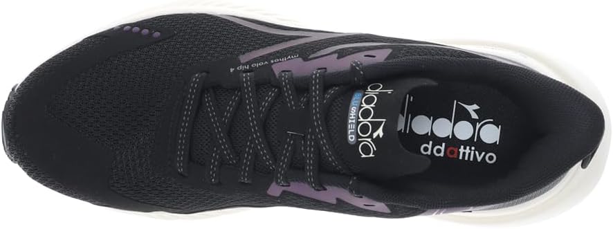 Diadora Womens Mythos Blushield Volo 4 Hip Running Sneakers Shoes - Black, Off White