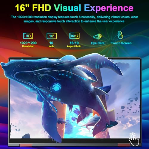 Image of jumper Rainbow Laptop 16 inch, 2 in 1 Laptop with 16GB RAM 640GB Storage, Fingerprint Reader, 360 Degree Rotation, Vibrant Pride Themed Convertible Touchscreen, Backlit Keyboard, 53.2WH, WiFi 6