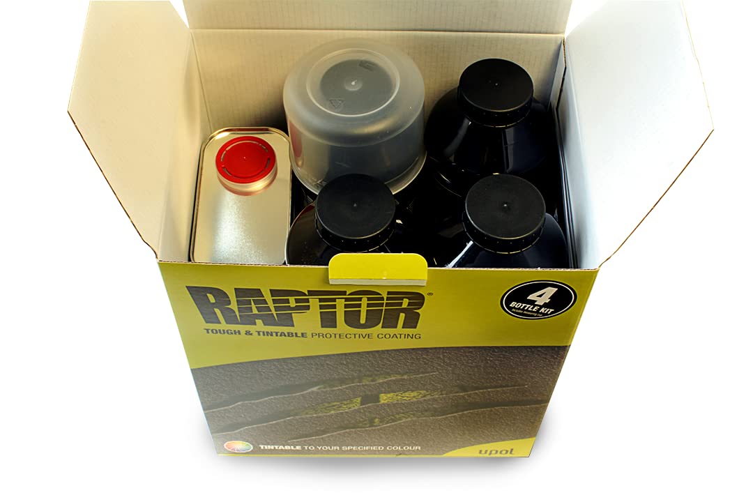 U-POL RAPTOR Kit 4 Bouteilles (noir) + Pistolet d'Application