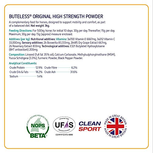 Equine America Buteless ursprüngliches hochfestes Pulver | Premium bereit für die Nutzung von Horse & Pony Supplement | Unterstützung für Gelenke & Mobilität | 3kg