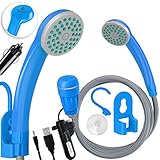 INKL. AKKU: Die wiederaufladbare Akku Batterie Halten bis zu 60 Minuten an. Outdoor-Dusche mit Akkupumpe ist die ideale Lösung für den Campingplatz oder Unterwegs. Sie kann bequem mit einem Saugnapf oder einem Haken befestigt werden.
