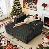 JMYMRY 66'' Chaise Lounge Chair Soft Velvet Upholstery for Living Room,Oversized Lounge Chair Includes Cup Holders Side Pockets and USB & Type-C Charging Ports, Comfy Lounge with Sturdy Backrest