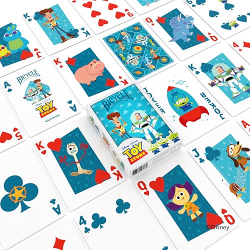 Image of Bicycle Disney Toy Story Playing Cards Featuring Woody Buzz 1 Deck | Holographic tuck case, Court cards with Woody Buzz Bo Peep and Forky, Air Cushion Finish, Made in USA
