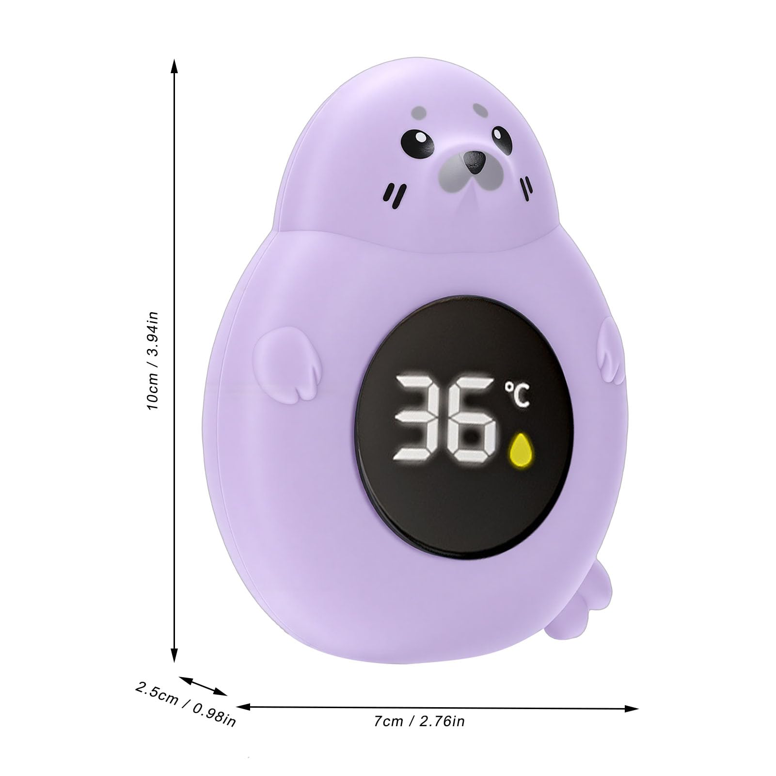 Adorable Cartoon Seal LED Digital Water Temperature Thermometer Toy for Baby Toddler Bathtub, Portable and Convenient (Purple) — view 8