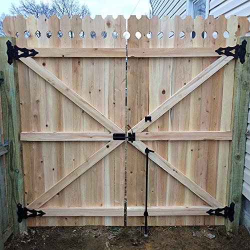 18" Cane Bolt Drop Rod Heavy Duty Gate Hardware Black Solid Steel Gate Ground Latch For Wood Pvc Vinyl Metal Gates Fences Doors, Holding Gate To The Ground #TOP6