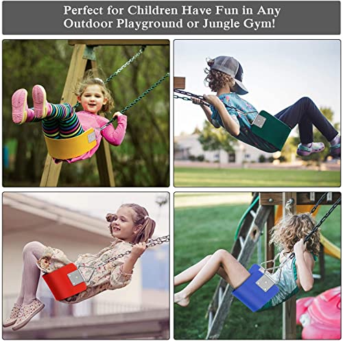 Image of REZNOR Heavy Duty Flexible Swing Seat with Metal Triangle Ring, 2 Meter Anti-Rust Chain Set for Kids & Adults, Playground, Jungle & Gym, Red