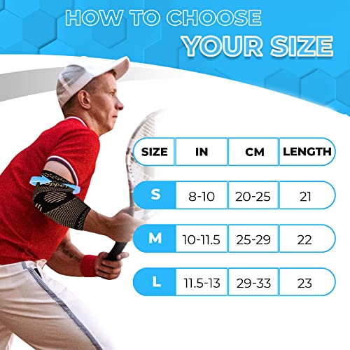 Curecare New Upgraded Tennis Elbow Brace + Copper Elbow Sleeve Set, Three-Way Use Elbow Support Matches Your Different Needs, Perfect Arm Brace For Tendonitis, Golfer, Tennis Elbow, Weightlifting (S) #TOP5