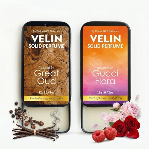 Image of Velin Solid Perfume -12g Each ( Pack Of 2) | Great Oud & Flora Inspired | Non-Greasy | Pocket Perfume Gifting Set | Unisex Perfumes | Long-Lasting & Strong Cologne Fragrance Balm | Ideal Gift for Men & Women
