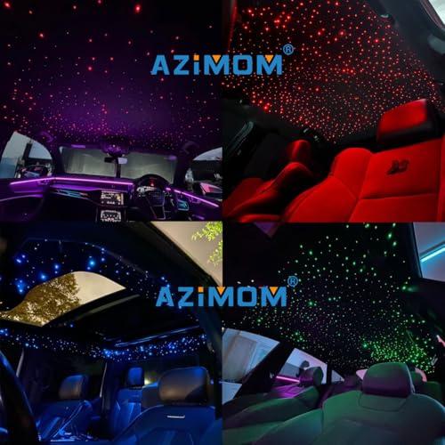 Image of AZIMOM Dual Port 16W Twinkle Bluetooth Fiber Optic Lights Star Ceiling Light Kit 600pcs0.03in9.8ft Fibers Strands Sound Activated RGBW APP /Remote Light Engine for Car Home Starlight Headliner Decor