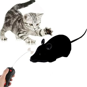 Remote Control Rat Toy for Pets, Wireless Remote Control Mouse Toy Giant Realistic Rat Model Prank Prop for Cats and Dogs Interactive Toy - Black