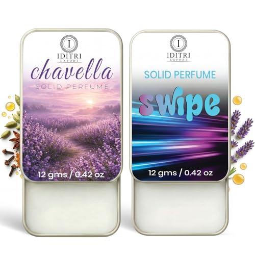 Image of IDITRI EXPORT Solid Perfume |Swipe&Chavella Alcohol Free Wax Perfume Balm, Long Lasting | Pocket Tin 12g, Pack Of 2| Non Greasy Smooth Glide, Travel Friendly Men And Women