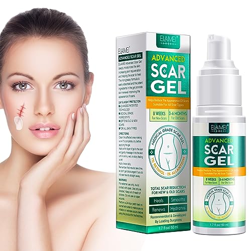 Gel cicatricial avanzado, gel cicatricial de silicona, crema cicatricial de cicatriz quirúrgica, cicatriz de acné, estrías de embarazo, acné, quemaduras, cicatrices nuevas y antiguas - 1,7oz (50 ml)