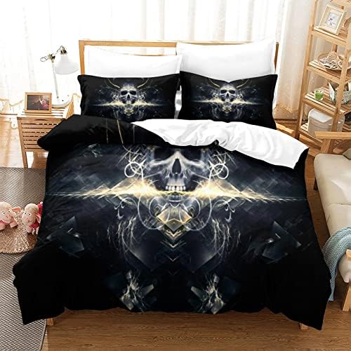 3D Printed Duvet Cover Set Art Skull Flower Soft Microfiber Bedding Set Duvet Cover Soft Microfiber Bedding Set With Zipper Closure King220x240cm