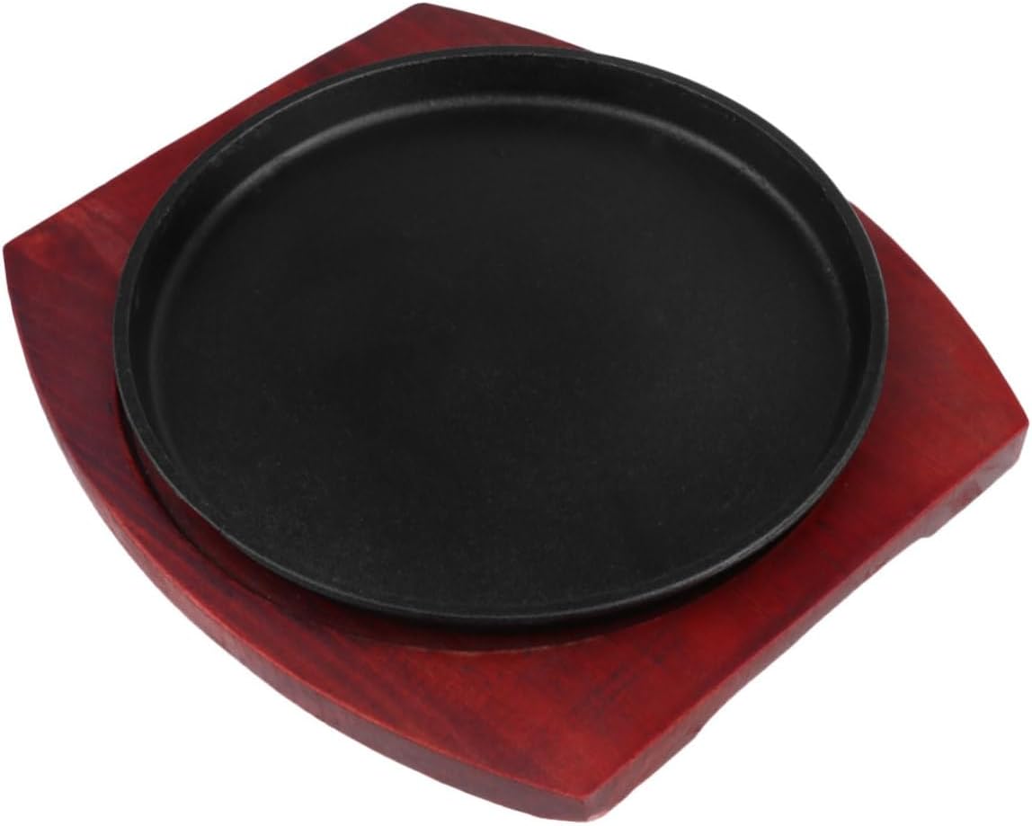 KICHOUSE 1pc Non-stick Roasting Tray for Teppanyaki Round Barbecue Plate for Beef Steak Cooking Easy to Clean and Stain-resistant Design