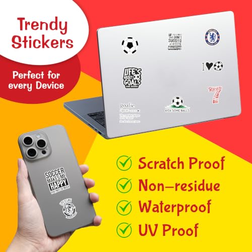 Image of Pack Of 65 Football Soccer Stickers For Laptop, Planner, Diary, Waterproof Residue Free, self adhesive