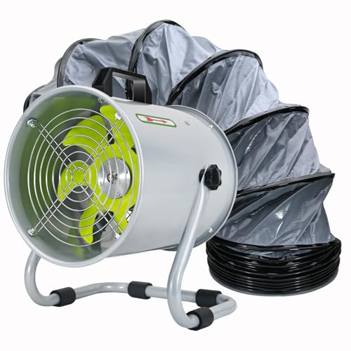 Bghdas Utility Blower Ventilation Fan 8 Inch Exhaust Fan with 16.4FT Duct Hose 2800RPM High Speed Low Noise Utility Blower for Industrial Welding Paint Booths Basement and Warehouses etc.