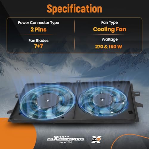 Image of maXpeedingrods 620973 Radiator Cooling Fan Assembly with Motor for Chevrolet Impala V6 2006-2011, for Buick Lacrosse V6 2008, for Chevy Monte Carlo 2006-2007, 89018690 89018691 89018693