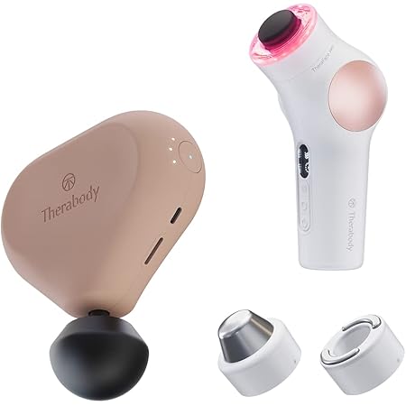 Self Care Bundle - Mini 2.0 Desert Rose and TheraFace Pro with Hot and Cold Rings, White - Ultra-Portable Deep Tissue Electric Massager Gun with Facial Massage Device and Skin Therapy Rings