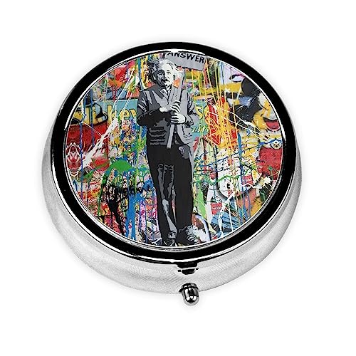 ピルケース Banksy バンクシー アインシュタイン 携帯用 薬ケース 金属 くすりいれケース ピルボックス 薬箱 コンパクト 薬ポーチ 薬入れ おしゃれ 1日3回 かわいい 小型 丸型 小さい コンパクト 持ち運びやすい 小分け 仕切り付き 小物入れ