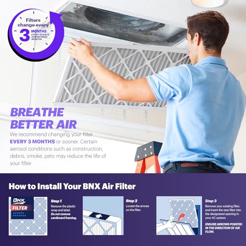Image of BNX TruFilter 16x20x2 Air Filter MERV 8 (4-Pack) - MADE IN USA - Dust & Pet Defense Electrostatic Pleated Air Conditioner HVAC AC Furnace Filters for Dust, Pet, Mold, Pollen MPR 600 - 700 & FPR 5