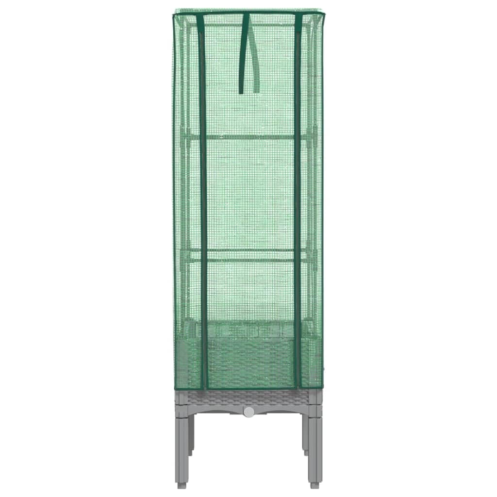 Bancal alto con accesorio de invernadero de aspecto de ratán, 40 x 40 x 140 cm, metal para jardín con accesorio impermeable, para verduras, jardinera, jardinera, jardinera elevada de acero, contenedor