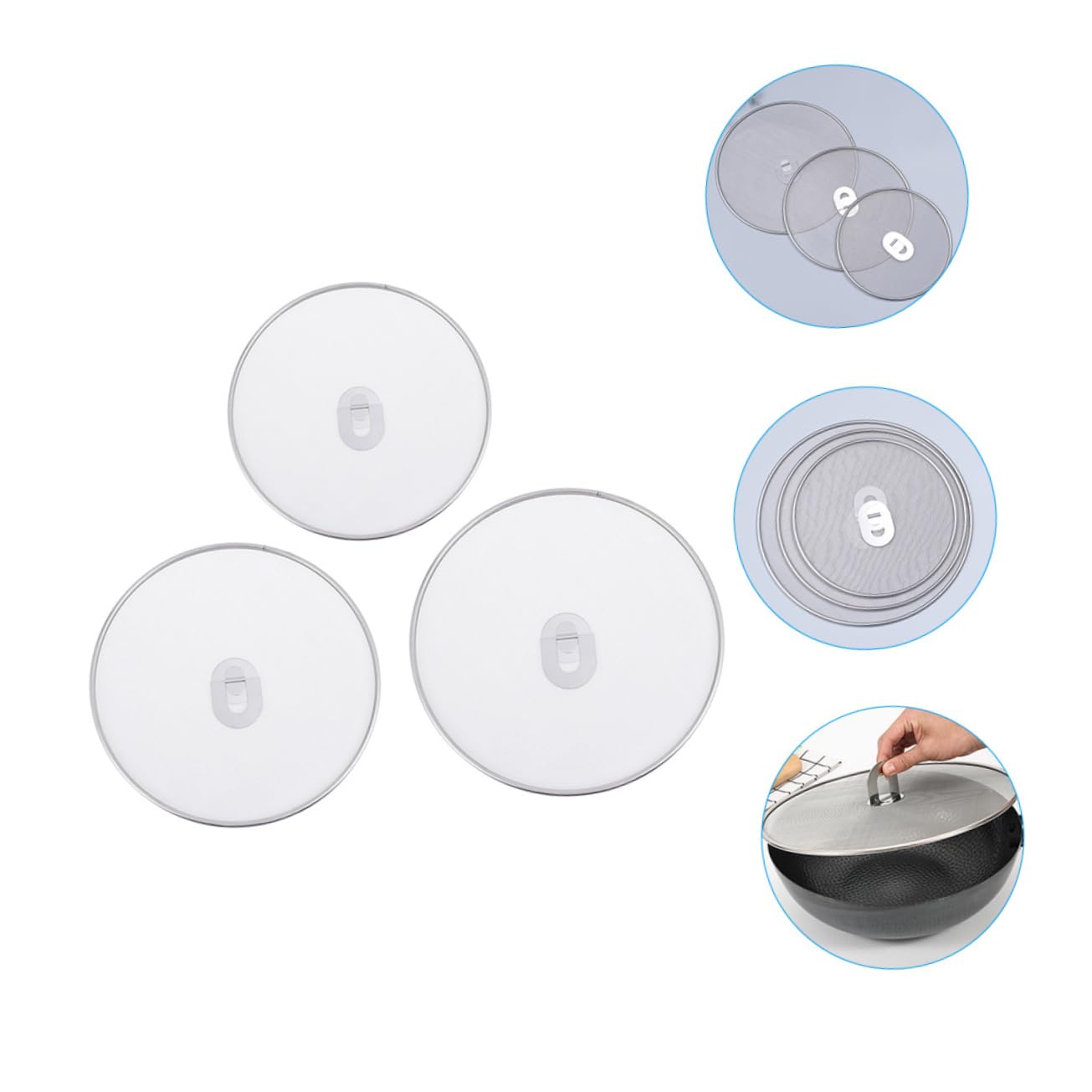 ABOOFAN 3pcs Stainless Steel Grease Splatter Guards Fine Mesh Oil Screens for Frying Pan Prevents Hot Oil Splatters Kitchen Use Safe Cooking