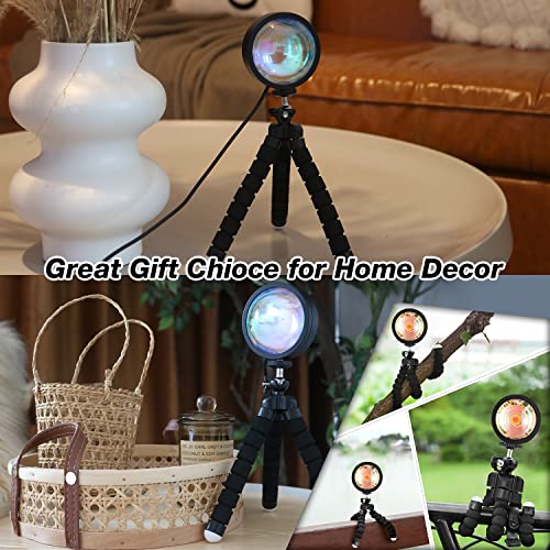 Image of Sunset Lamp Projector Led Lights with Remote, Sunset Lamp for Bedroom Aesthetic Room and Decor Home 16 Colors Night Light 360 Rotation Rainbow Lights Gifts for Women