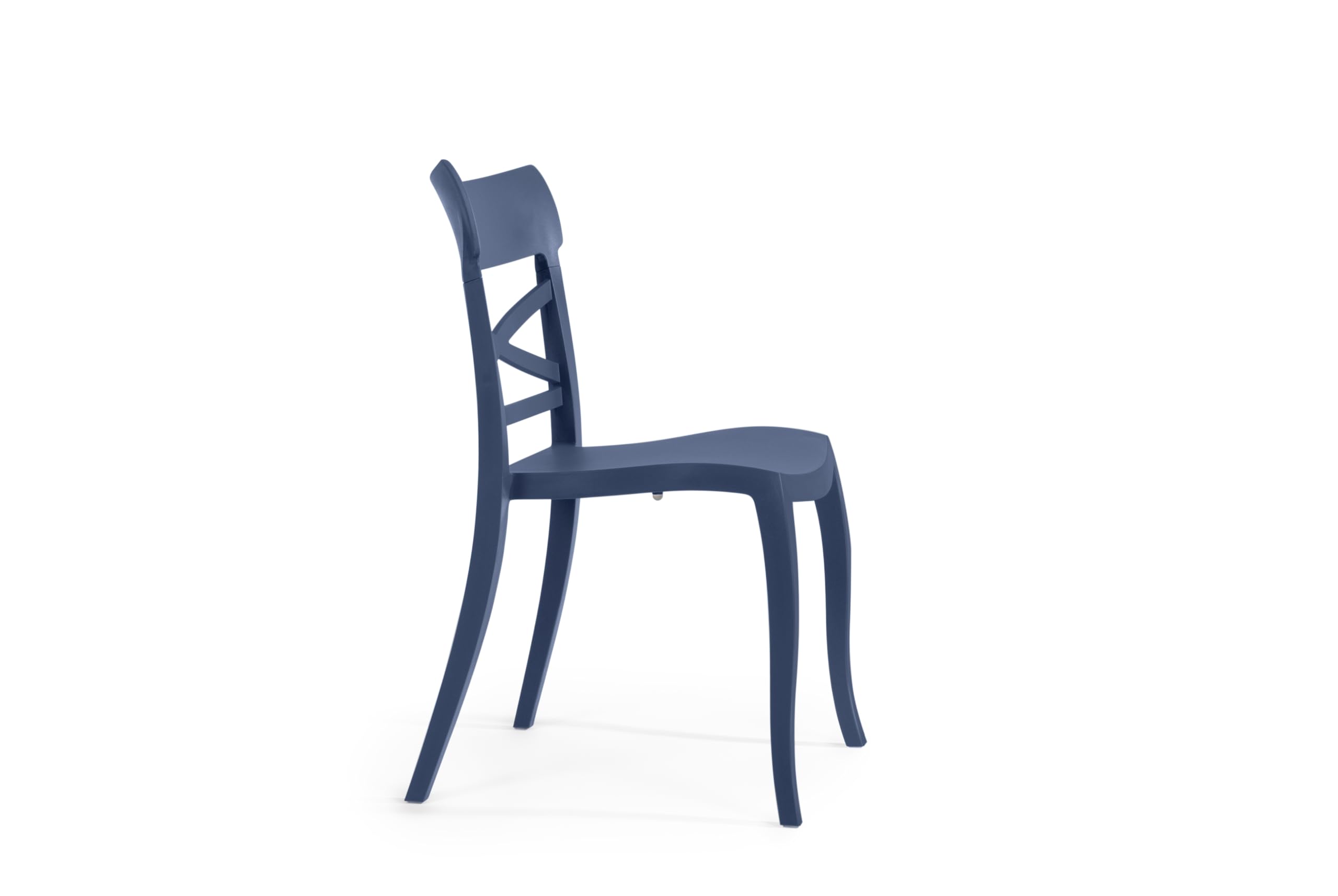 PAPATYA XSera-S 1er-Set Designer- Kunststoffstuhl, 200 kg belastbar, Leichter stapelbar Gartenstuhl, wetterfester Balkonstuhl, Terrassenstuhl, Hotelstühle, Restaurantstühle, Stapelstuhl (Dunkelblau)