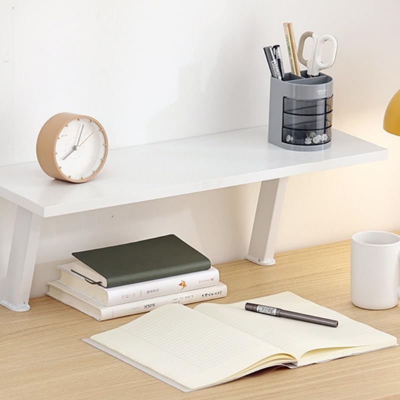 デスク収納ラック クランプ固定 頑丈スチール製 大容量 本棚 卓上収納棚 高さ調節可能 ウォルナット色 (120cm,ホワイト)