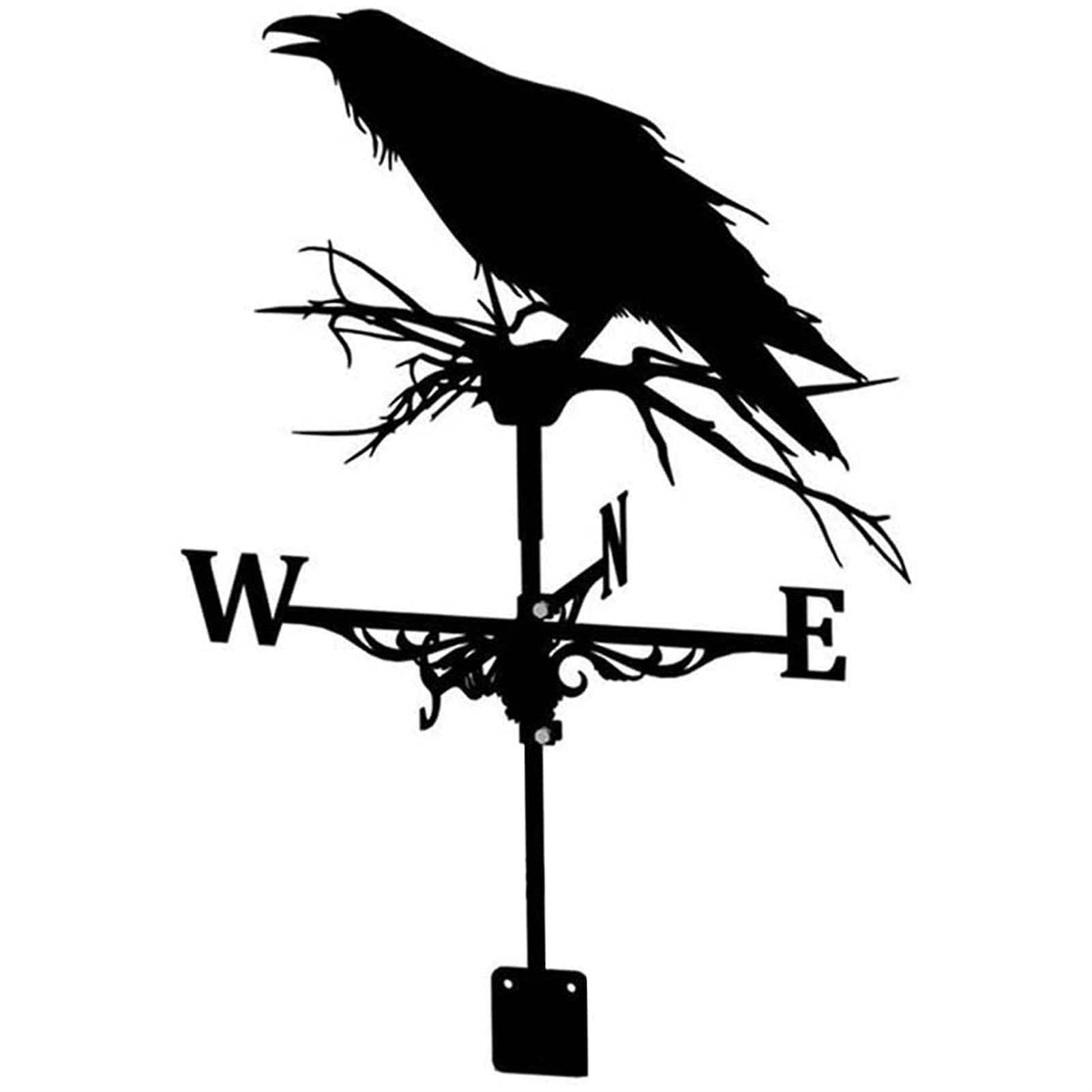Metal Weather Vanes Black Animal Shape Weathercock, Wind Direction Indicator for Roof Outdoor, Garden Courtyard Decoration (Color : Horse) (Crow)
