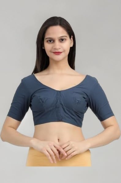 Women's Stitched Readymade 2by2 Plain Saree Wear Cotton Blouse, Regular Wear Blouse Cotton