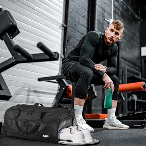 HAEGS Spor Çantası, 10 Cepli, Ayakkabı bölmeli, Su Geçirmez Islak Eşya Keseli, Organizer Tasarımlı Dayanıklı Bay Bayan Seyahat Çantası, Gym, Fitness Çantası - Siyah - Görsel 7