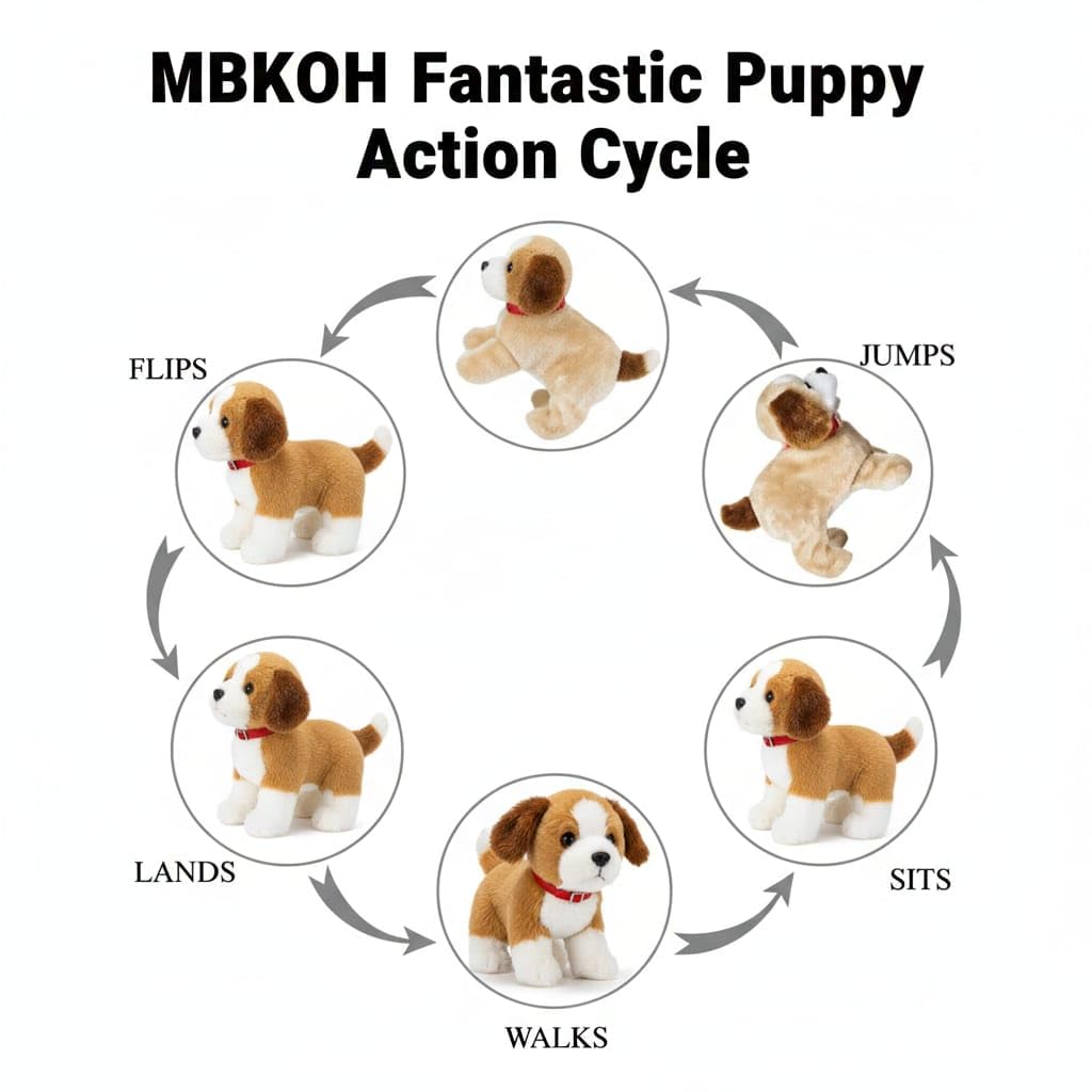 MBKOH Walking and Jumping Dog with Sound Puppy Toy for Kids | Soft & Interactive Battery Operated Toy | Birthday Gift for Babies | Educational Interactive Dog Toy for Baby Kids Children