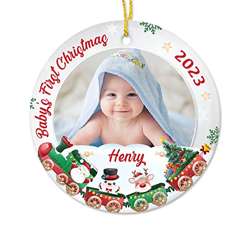 TheUnifury Personalized Baby First Christmas Ornament 2024 - Baby Keepsake Ornament for New Babies - Baby 1st Christmas Ornament - Baby's First Christmas Photo Ornament