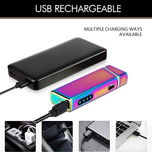 Encendedor eléctrico recargable multicolor resistente al viento miniatura 5