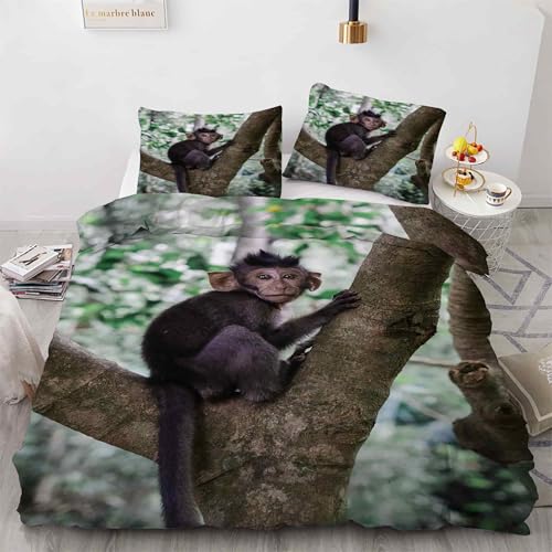 Housse de couette singe animaux 160x200 pour chambre enfant ludique - 4