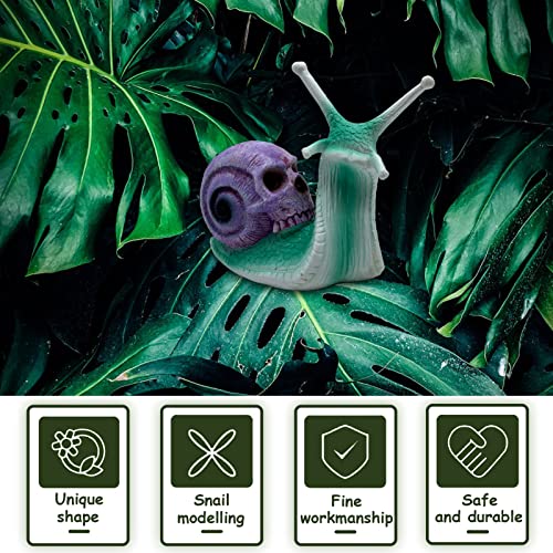 Wuquar Snail Skull Sculpture Gothic Garden Art Statue Creative Resin Figurine Horror Skeleton Desktop Ornament Home Crafts Decoration Purple #TOP4