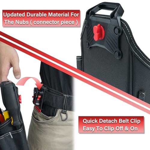 Image of MELOTOUGH Small Electrician Tool Pouch Nail Screw Work Pocuh Tool Belt Pouch with Belt Clip Attachment Tradesman Tool Bag Pouch with Hammer Loop Electrician Tool Holster