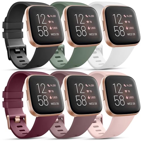 Bracelets de sport Fitbit Versa 2 de rechange classiques en silicone souple unisexe