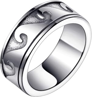 Jude Jewelers 8mm Stainless Steel Retro Vintage Ocean Sea Wave Tide Style Wedding Band Ring