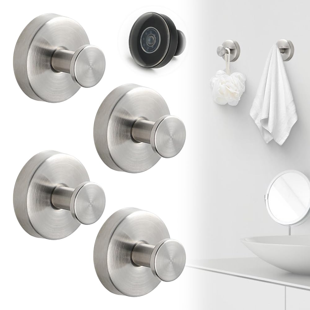 Opeximatun Silver Stainless Steel Waterproof Suction Cup Towel Hooks