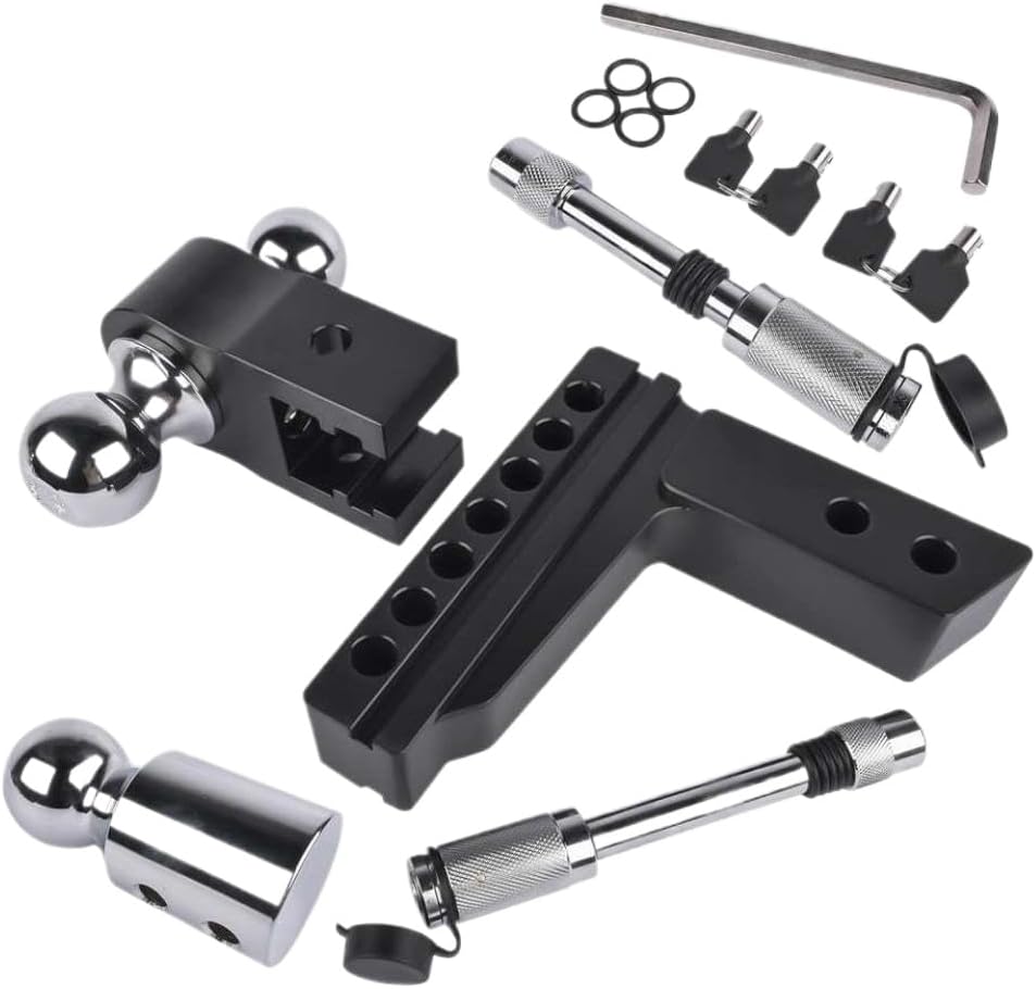 Trailer Hitch Compatible with 2 Inch Receiver 6 Inch Drop Rise Heavy Duty Aluminum