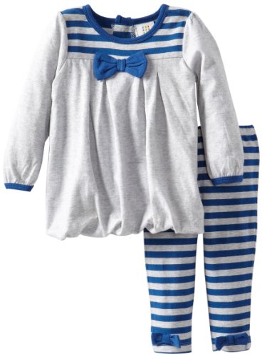 ABSORBA Baby Girls' Blue Bow Knit Tunic Legging, Grey, 24 Months