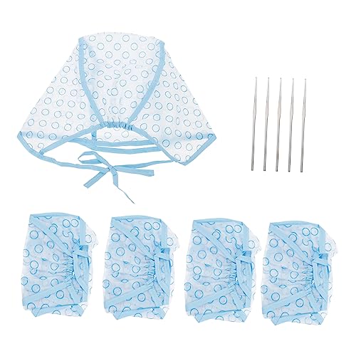 Beatifufu 10pcs Hair Dyeing Cap Set Silicone Hair Dyeing Hat with Crochet Hooks Perfect for Home Salon
